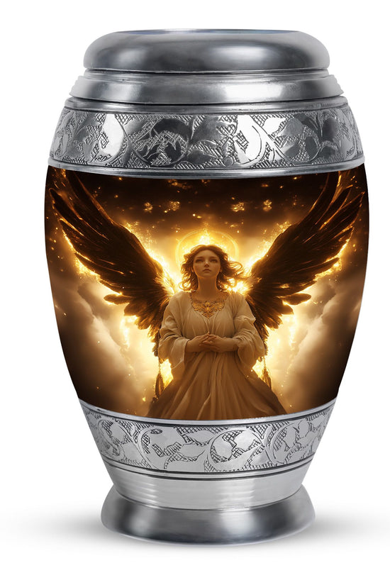 Halo Angel Memorial Urn - Golden Light Funeral Urn For Adult Ashes
