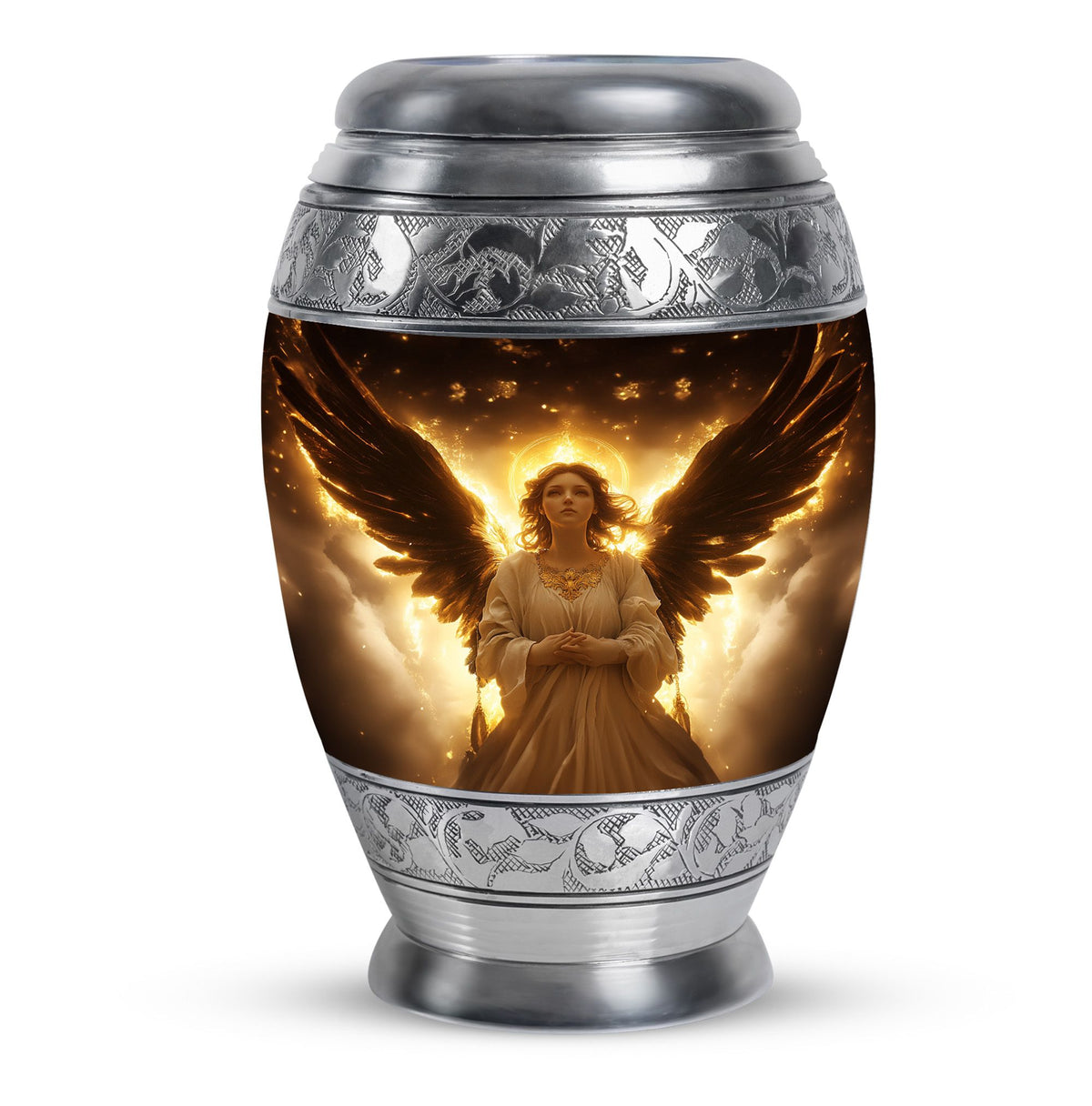 Halo Angel Memorial Urn - Golden Light Funeral Urn For Adult Ashes