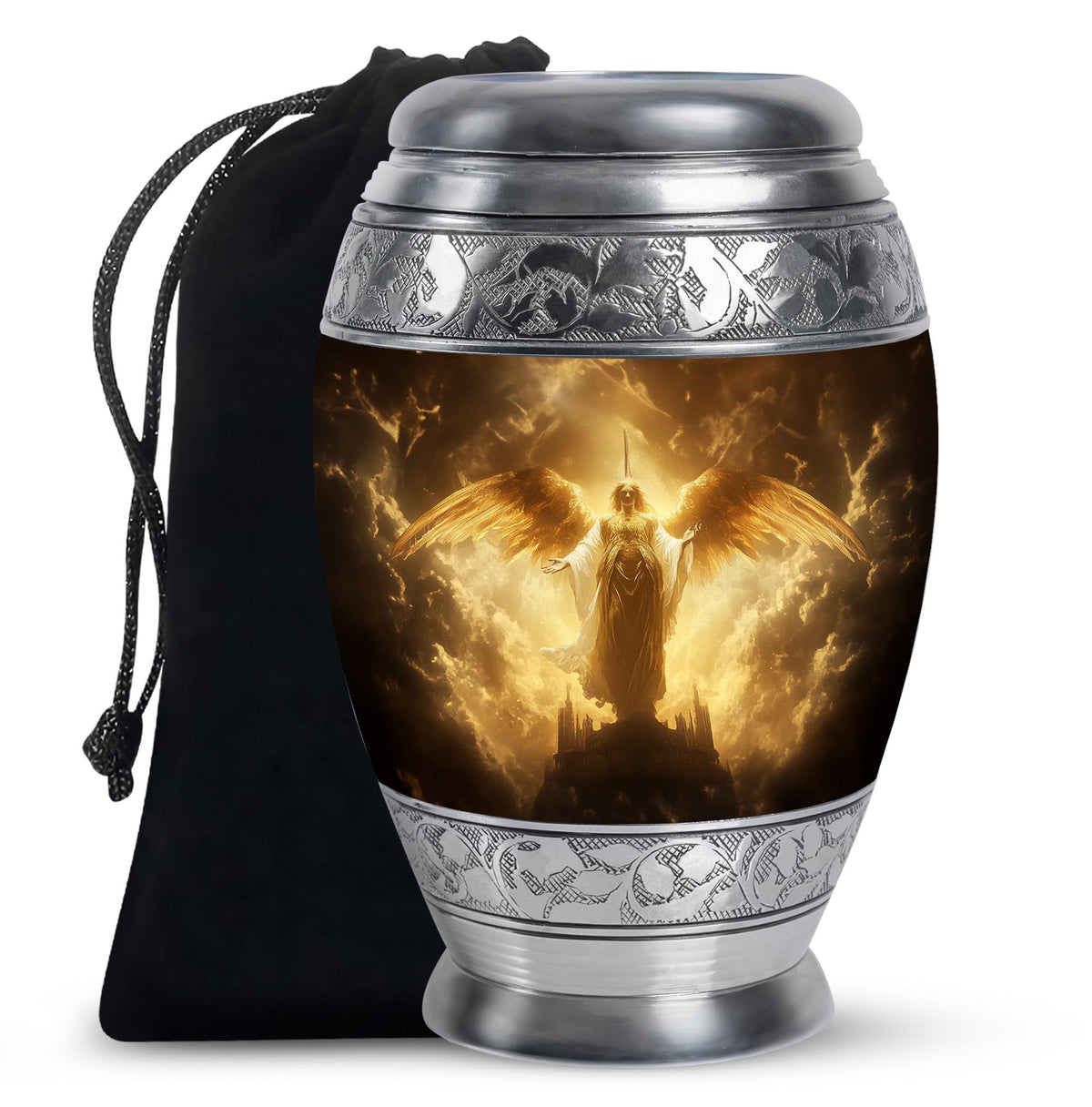 Royal Golden Angel Memorial Urn - Guardian Angel Cremation Urn For Ashes