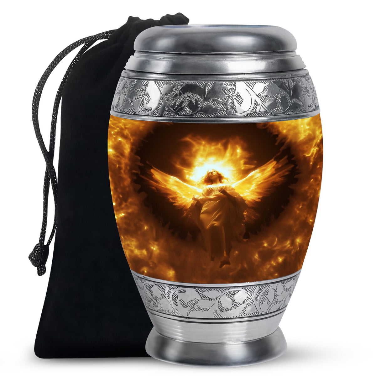 Divine Fire Wings Angel Urn - Glowing Heaven Light Memorial For Loved Ones
