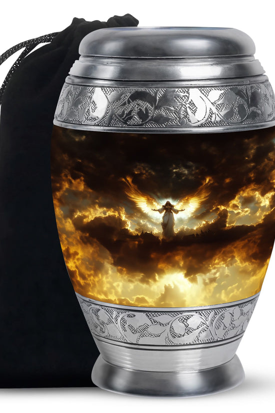 Guardian Angel Cremation Urn - Heavenly Glow Funeral Urn For Burial