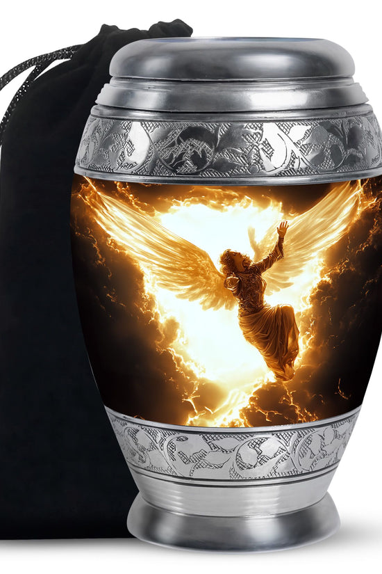 Elegant Angel Memorial Urn - Golden Lightning Funeral For Loved Ones