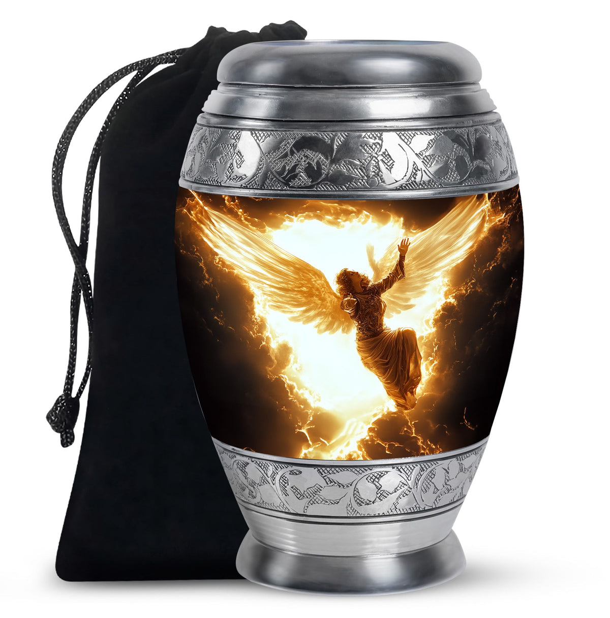 Elegant Angel Memorial Urn - Golden Lightning Funeral For Loved Ones