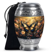 Yellow Monarch Flying Butterfly Large Cremation Urn For Adult Human Ashes