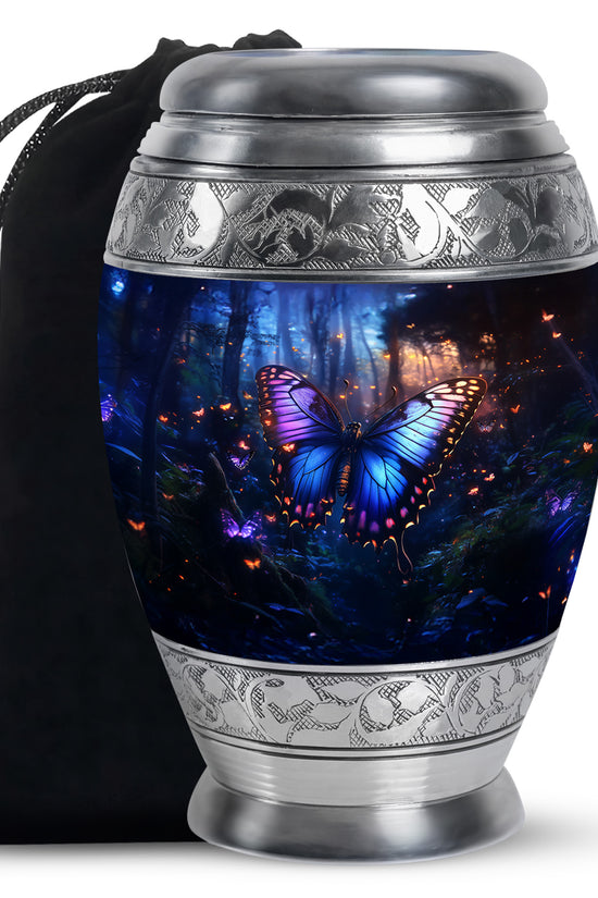 Blue Butterfly Urn For Ashes - Large Urn For Men & Women