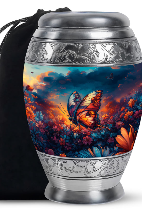 Monarch Butterfly Sunset Cremation Urn - Artistic Urns For Women