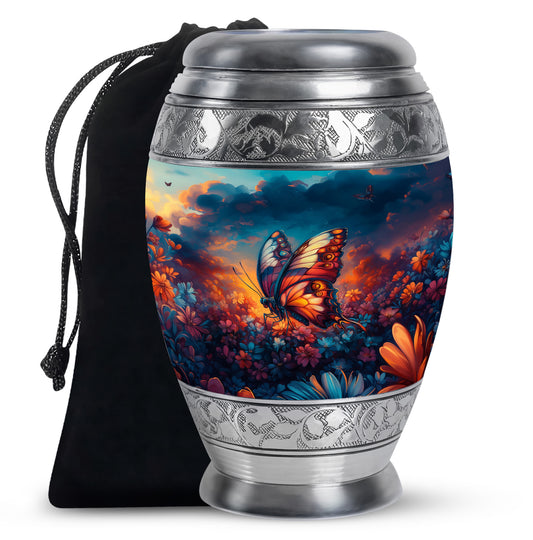 Monarch Butterfly Sunset Cremation Urn - Artistic Urns For Women