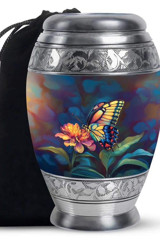 Floral Monarch Butterfly Urn For Ashes - Cremation Remains Containers