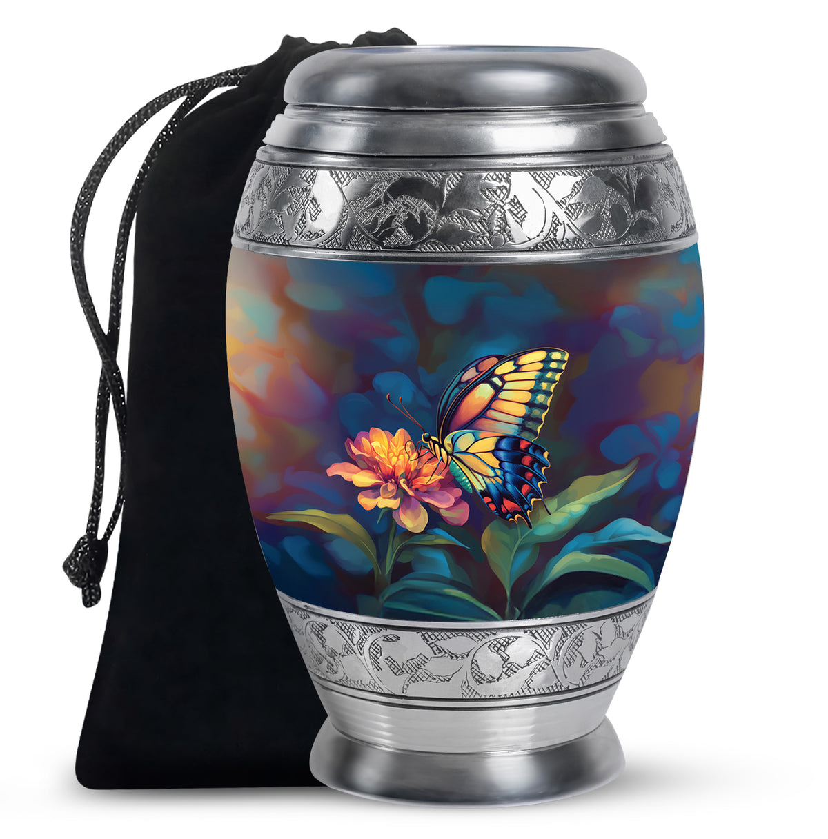 Floral Monarch Butterfly Urn For Ashes - Cremation Remains Containers