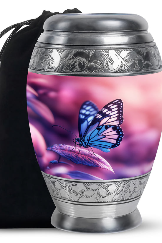 Blue Butterfly Urns For Ashes - Pink Cremation Urn For Funeral