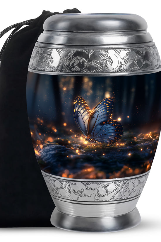 Mystic Grey Butterfly Urn For Mom And Dad - Funeral Urn For Loved Ones