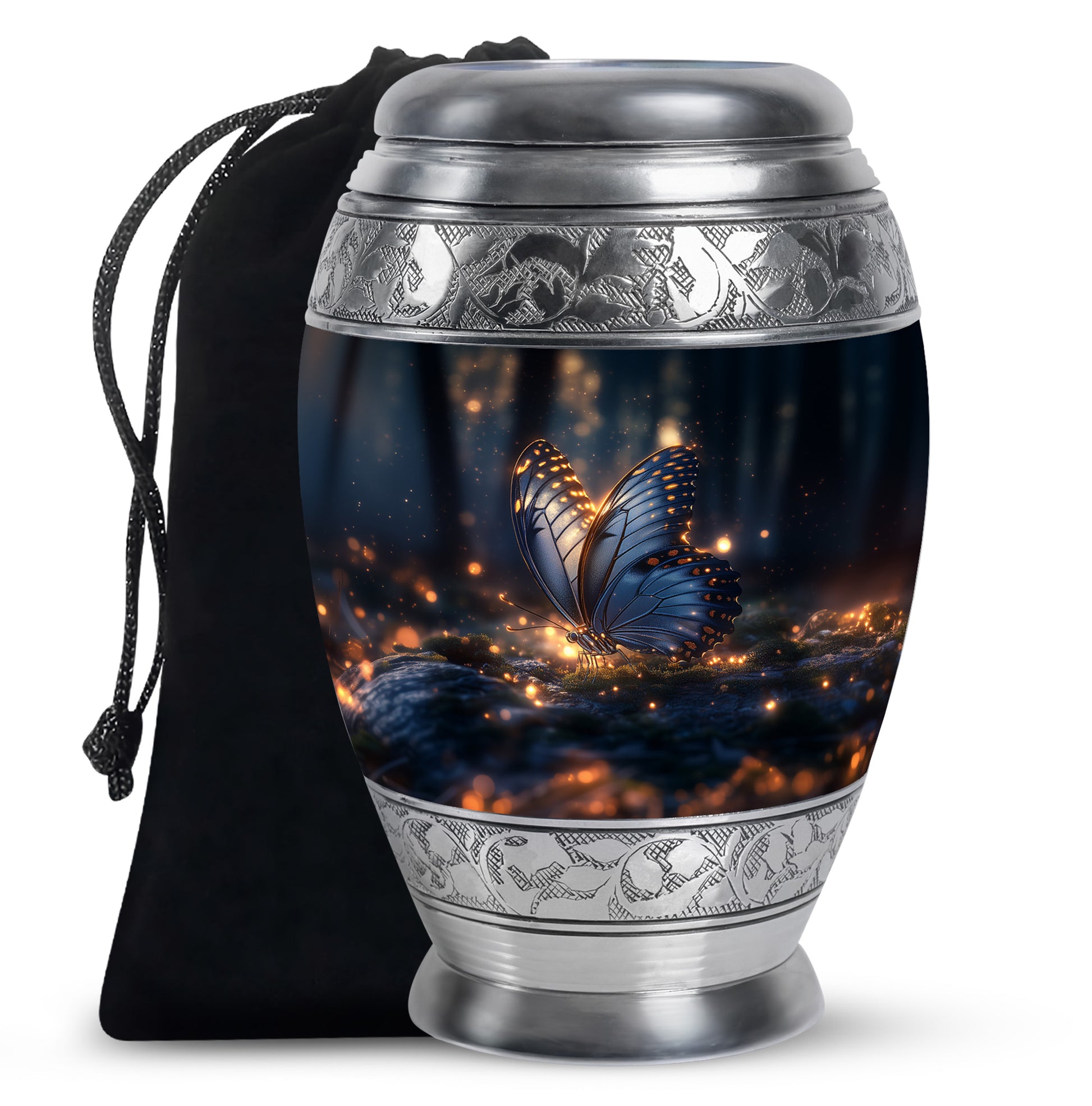 Mystic Grey Butterfly Urn For Mom And Dad - Funeral Urn For Loved Ones