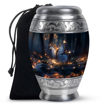 Mystic Grey Butterfly Urn For Mom And Dad - Funeral Urn For Loved Ones