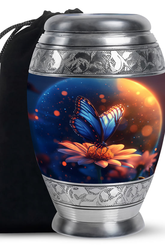 Bule Butterfly Urn For Mom - Sun Flower Cremation Urn For Ashes
