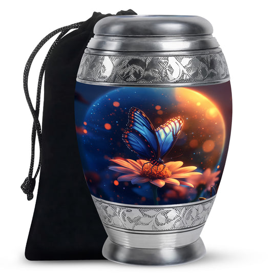 Bule Butterfly Urn For Mom - Sun Flower Cremation Urn For Ashes