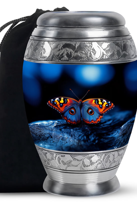 Unique Butterfly Funeral Ashes Urn - Blue Cremation Urn For Ashes