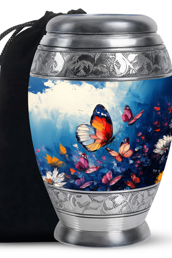 Butterflies Artwork Urn Memorial - Colorful Butterfly Urn for Funeral