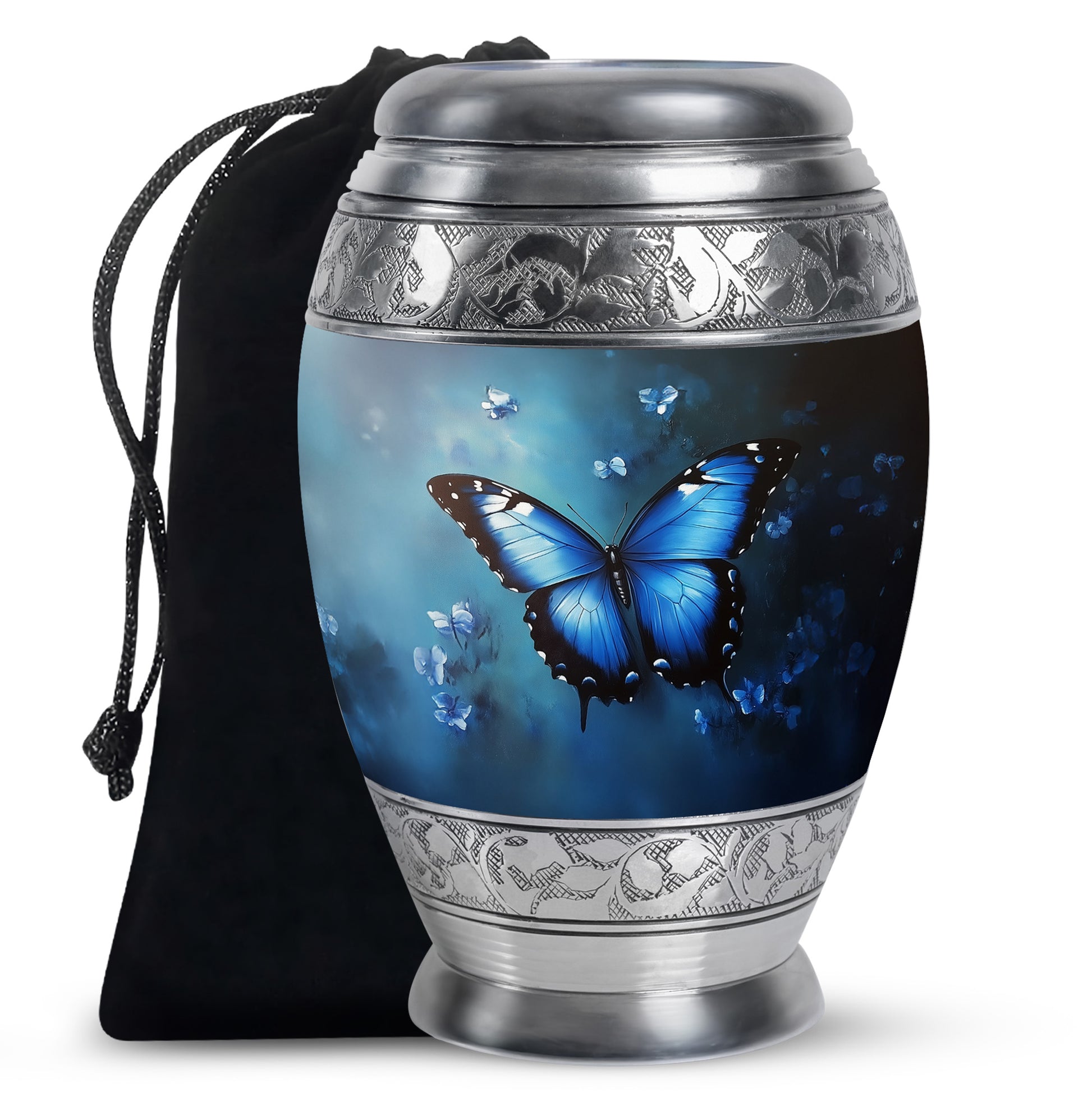 Blue Butterfly Cremation Ashes Urn - Funeral Urn For Men & Women