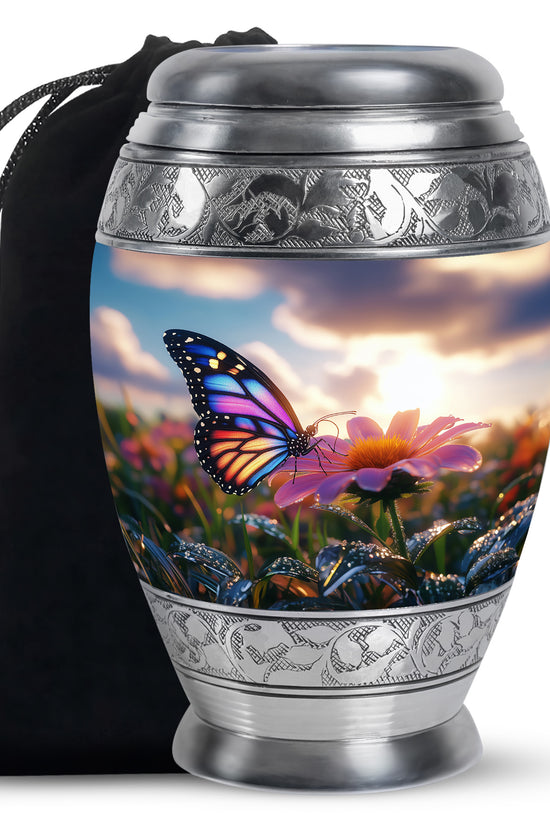 Colorful Butterfly Cremation Urn For Ashes - Punk Flower Urn Memorial