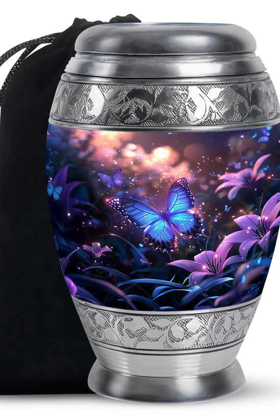Blue Butterfly Urn For Burial - Beautiful Memorial Urn For Men & Women