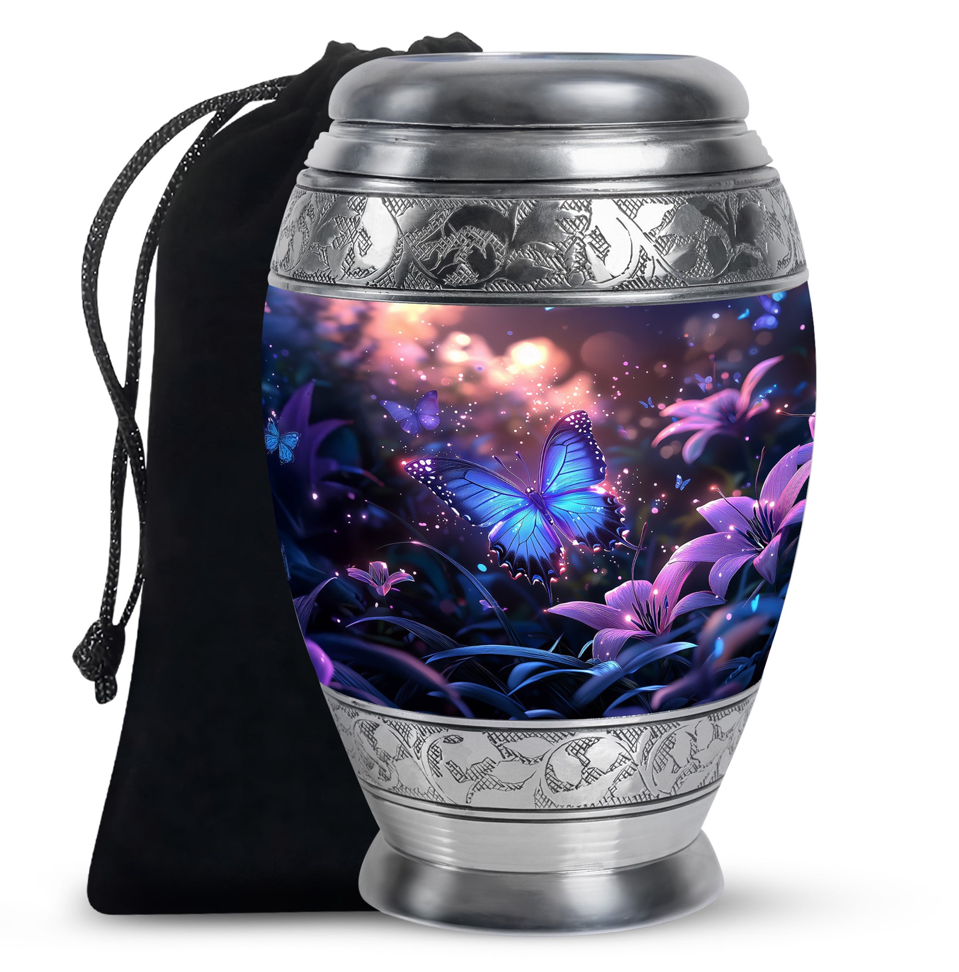 Blue Butterfly Urn For Burial - Beautiful Memorial Urn For Men & Women