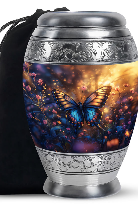 Gloomy Butterfly Urn For Ashes - Blue Butterfly Urn For Cremation