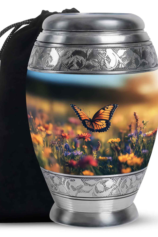 Monarch Butterfly Urn For Mother - Floral Fields Urns For Loved Ones