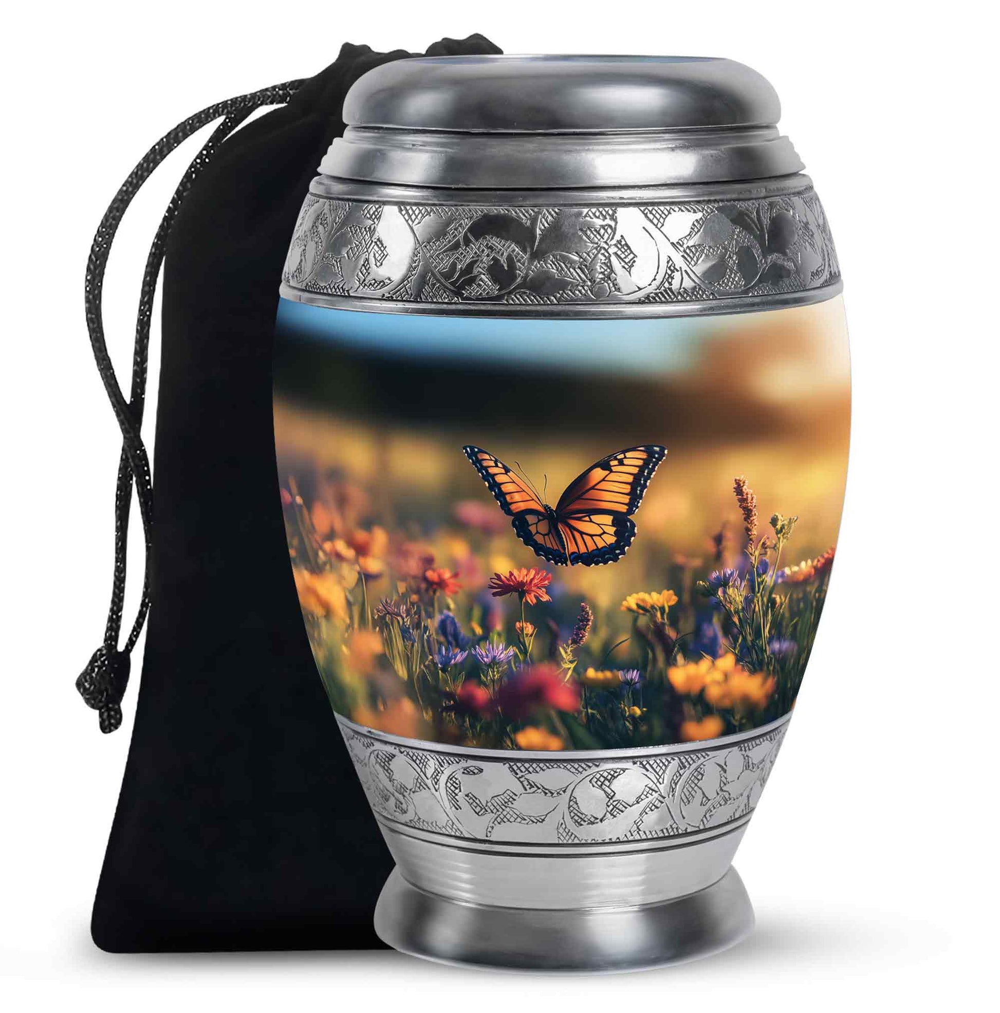 Monarch Butterfly Urn For Mother - Floral Fields Urns For Loved Ones