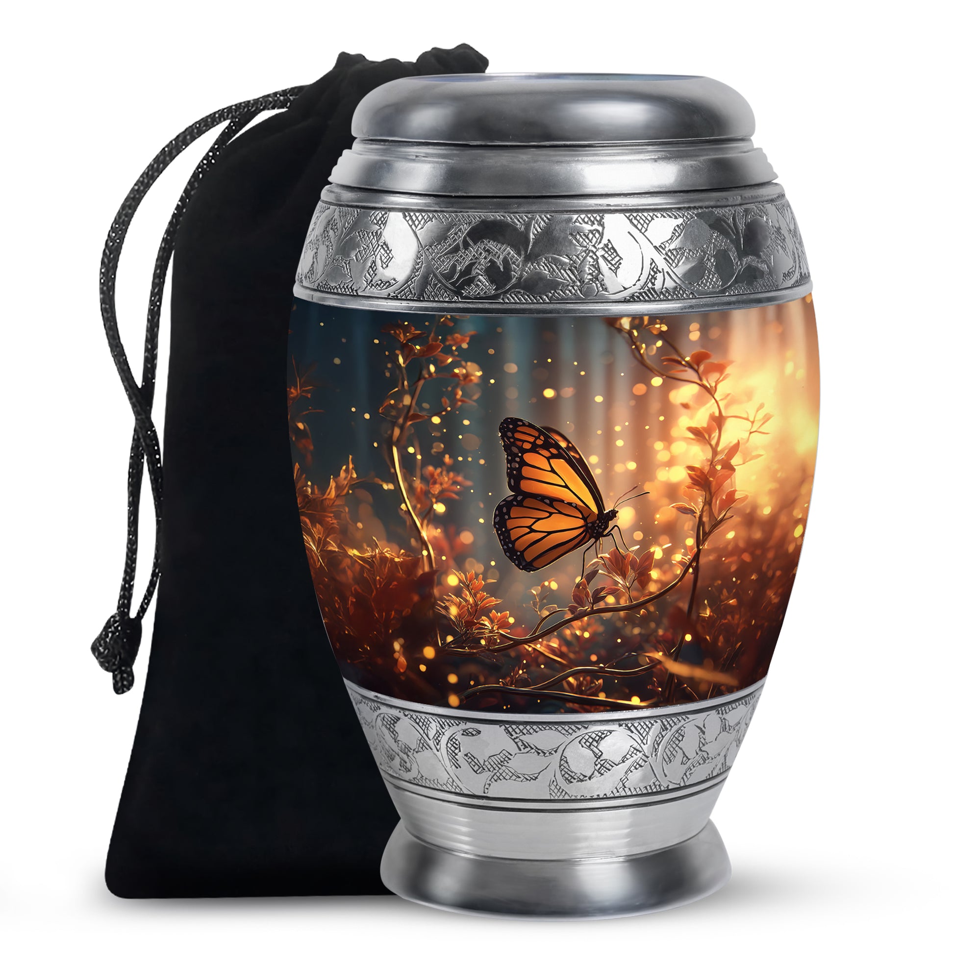 Orange Monarch Butterfly Funeral Urn - Cremation Urn For Adults