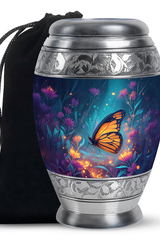 Orange Monarch Butterfly Urn For Mother - Colorful Forest Urns