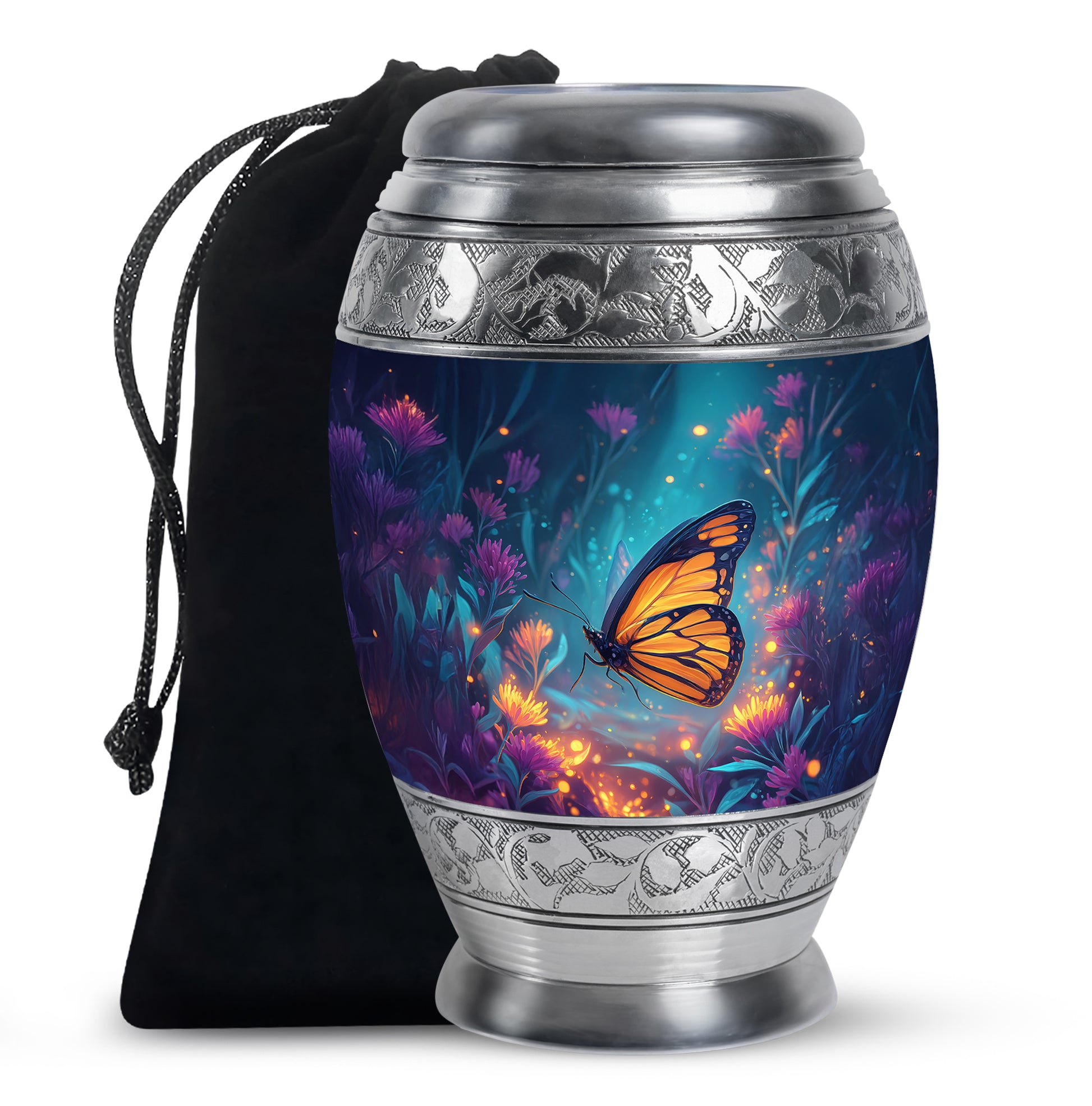 Orange Monarch Butterfly Urn For Mother - Colorful Forest Urns