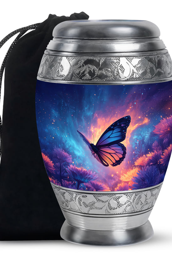 Cosmic Butterfly Cremation Urn - Memorial Urn for Mom or Dad