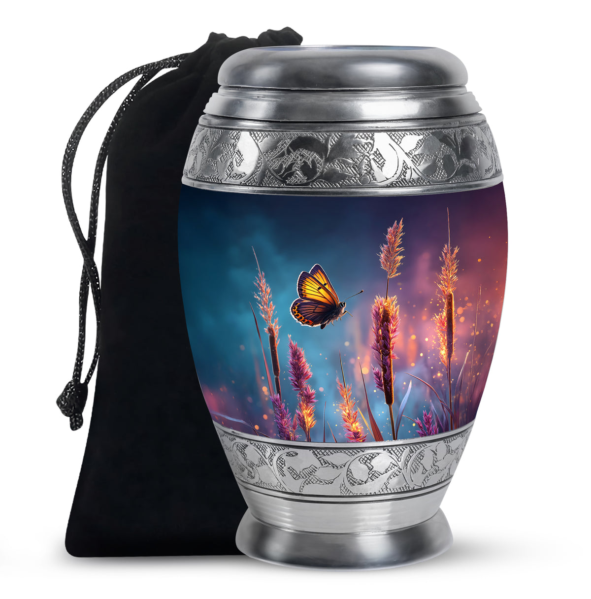 Butterfly Cremation Urn for Human Ashes - Dark Blue Memorial Urn