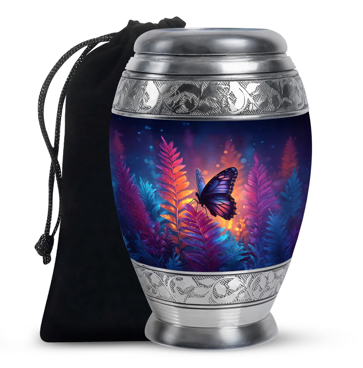 Purple Butterfly Burial Urn - Large Funeral Urns For Mom Ashes