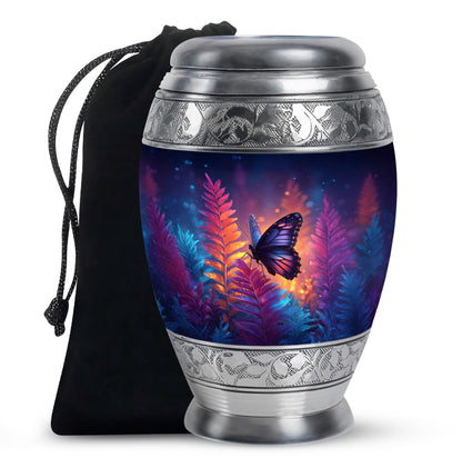 Purple Butterfly Burial Urn - Large Funeral Urns For Mom Ashes
