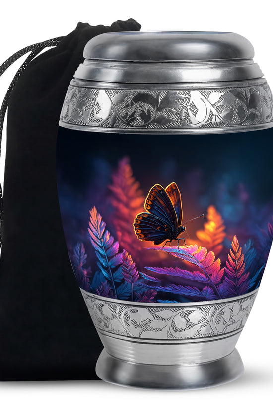 Butterfly On Flower Scenic Urn - Large Cremation Urns For Women Ashes