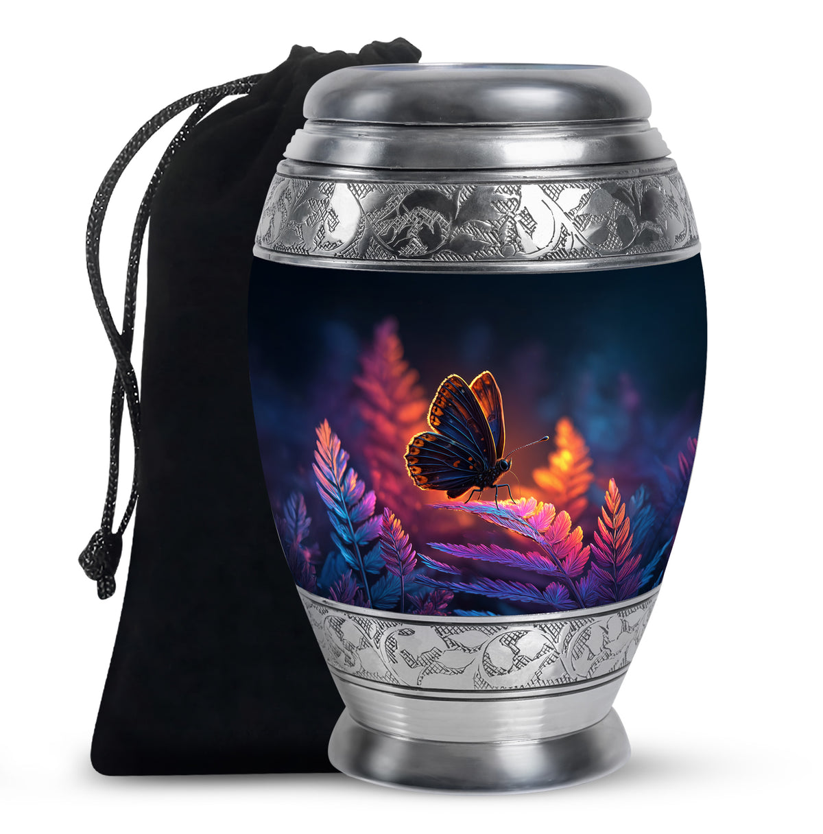 Butterfly On Flower Scenic Urn - Large Cremation Urns For Women Ashes
