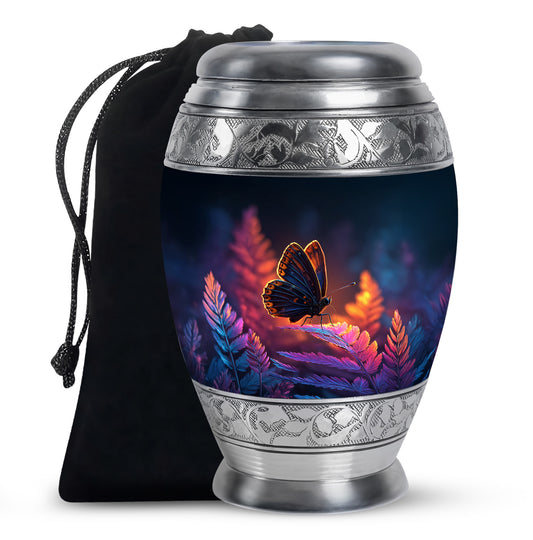Butterfly On Flower Scenic Urn - Large Cremation Urns For Women Ashes
