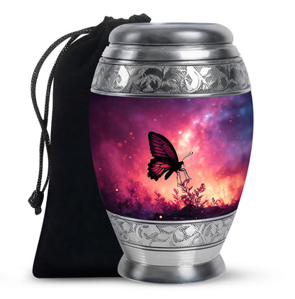Pink Butterfly & Flower Burial Container - Large Urns For Mom Ashes