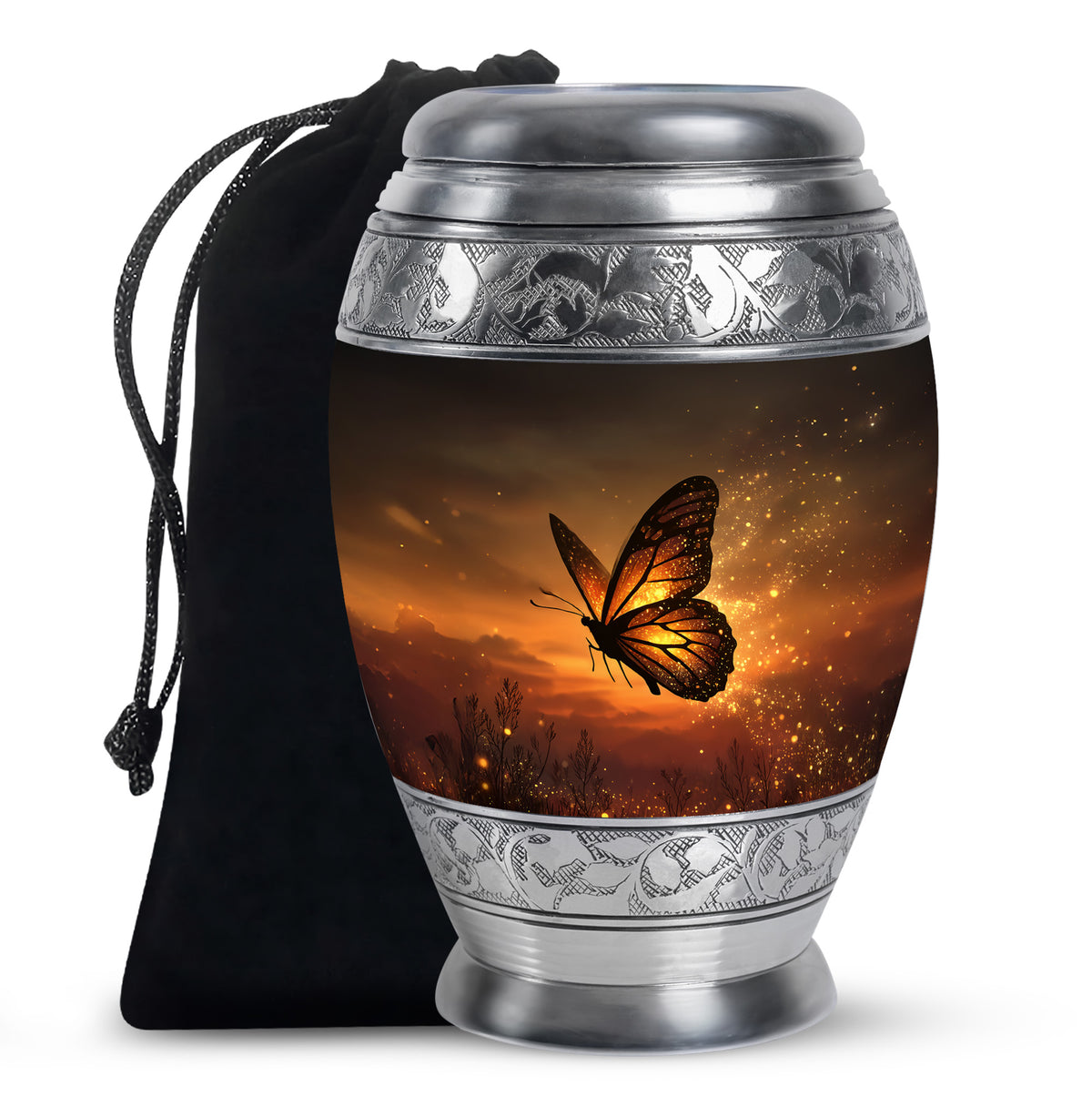 Orange Butterfly Cremation Urn - Large Funeral Urns For Mom's Ashes