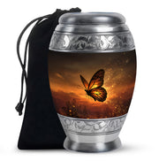 Orange Butterfly Cremation Urn - Large Funeral Urns For Mom's Ashes
