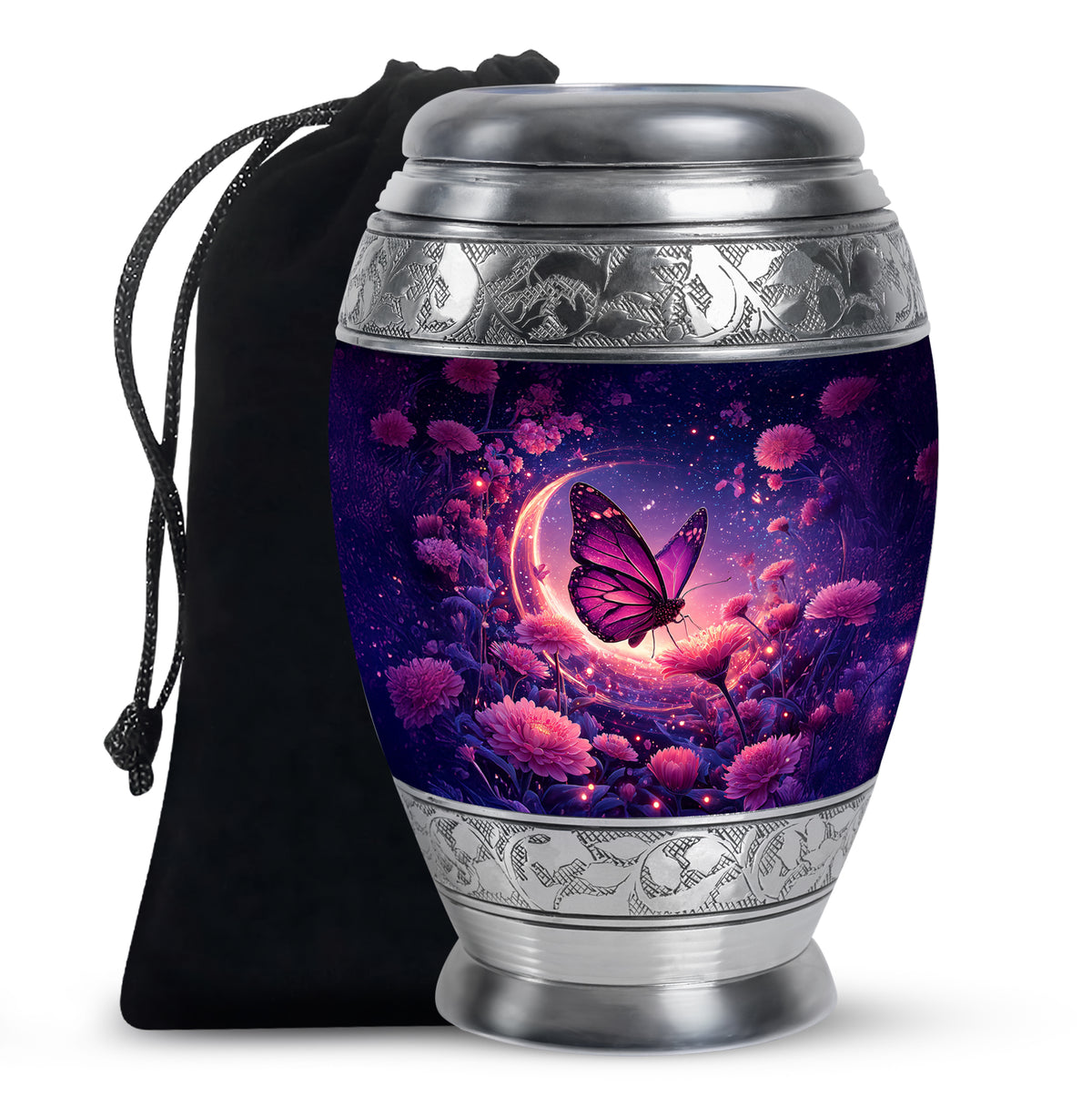 Beautiful Purple Butterfly & Flower Urn - Unique Tribute For Mom Ashes