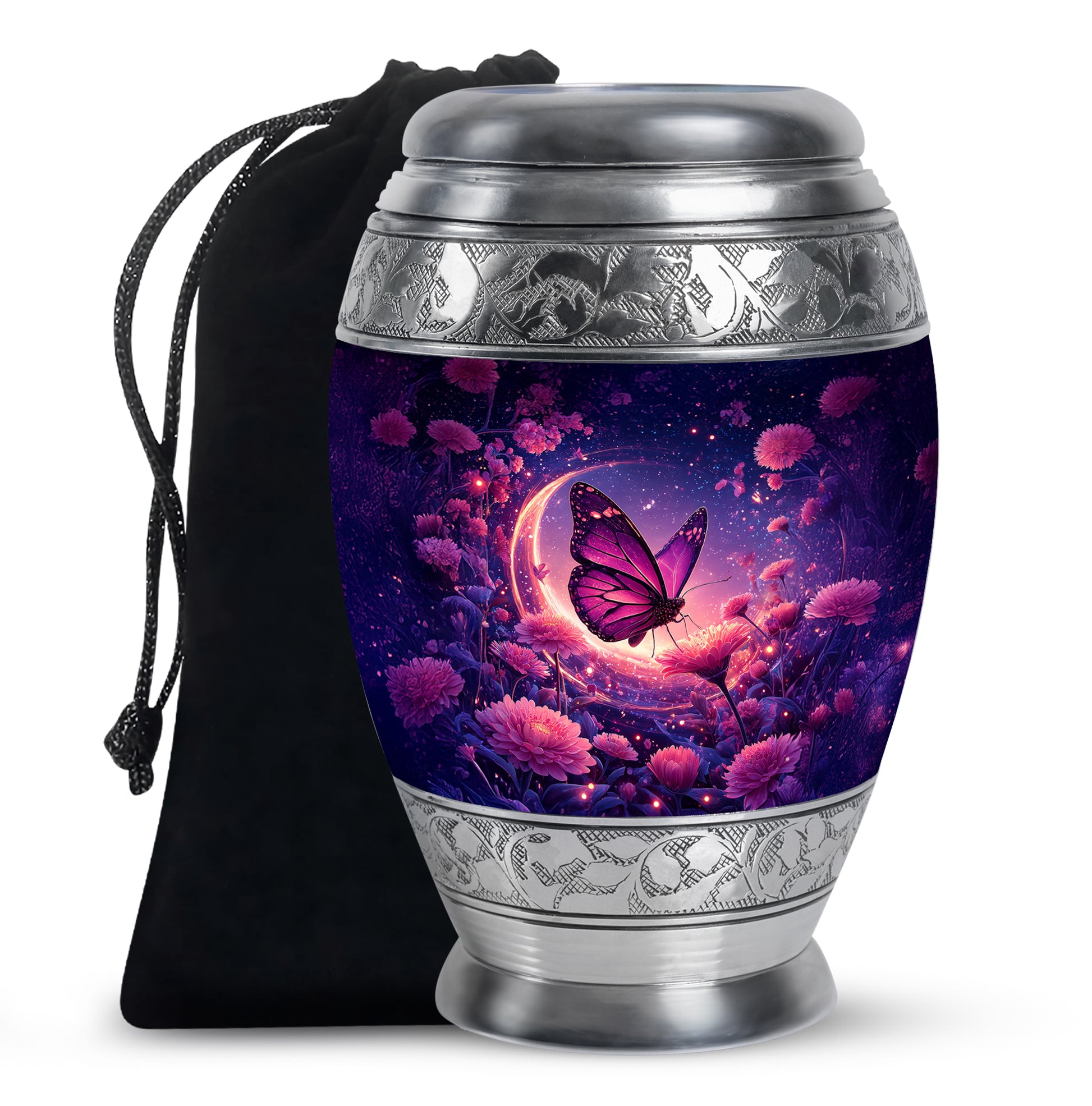 Beautiful Purple Butterfly & Flower Urn - Unique Tribute For Mom Ashes