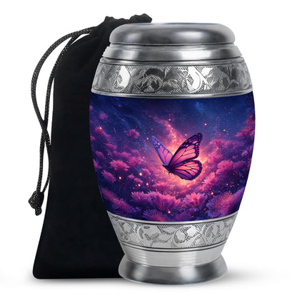 Pink Butterfly Funeral Urn - Unique Decor Memorial For Mom Ashes
