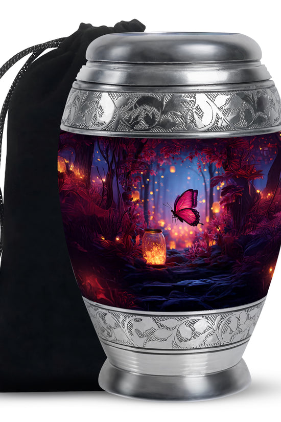 Blue Butterfly Cremation Urn - Decorative Urns For Adult Female Mom