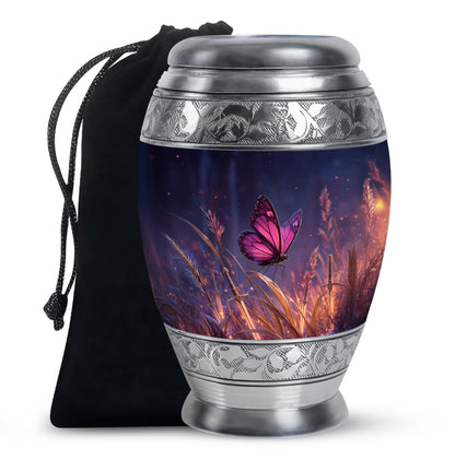 Purple Butterfly Burial Urn - Beautiful Large Decorative Urn For Women