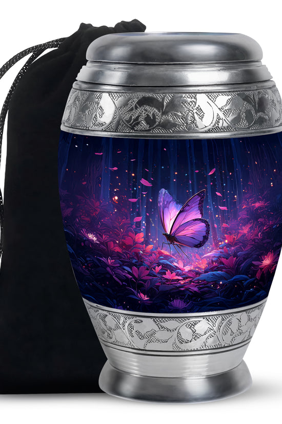 Beautifully Crafted Purple Butterfly Urn - Large Urns For Mom Ashes