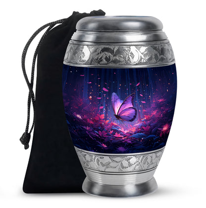 Beautifully Crafted Purple Butterfly Urn - Large Urns For Mom Ashes