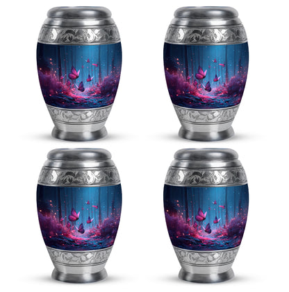 Azure Butterfly Cremation Urn urn with complimentary velvet bag - regal butterfly design with crown-inspired accents - 10 inch aluminum urn for cremated remains