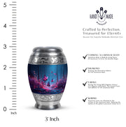 Icy Blue Butterfly Cremation Urn lifestyle display on memorial shelf - regal butterfly design with crown-inspired accents - mini keepsake memorial for portion of cremation ashes